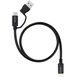 Nano Cable Cable USB-C 3.2 Gen2 Ref. 10.01.4800 - USB-C Macho a USB-C/USB-A Macho, 10 Gbps, 60W Carga Rápida, Compatible 4K 60Hz, 0.5m (50cm), Negro